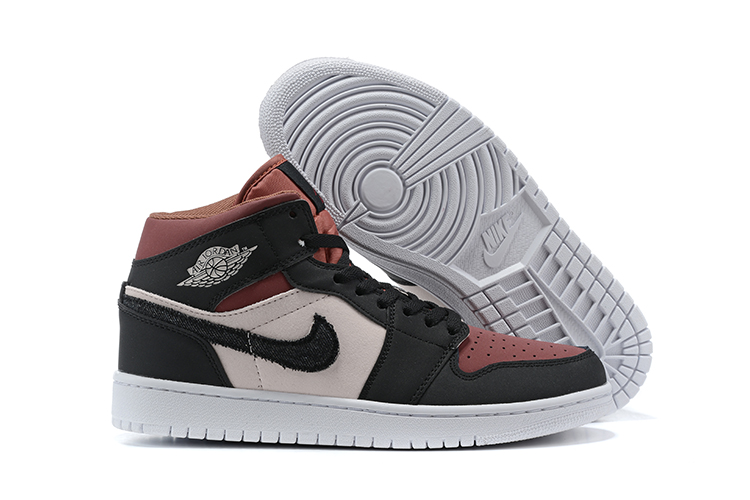 Air Jordan 1 Black White Wine Red For Women - Click Image to Close